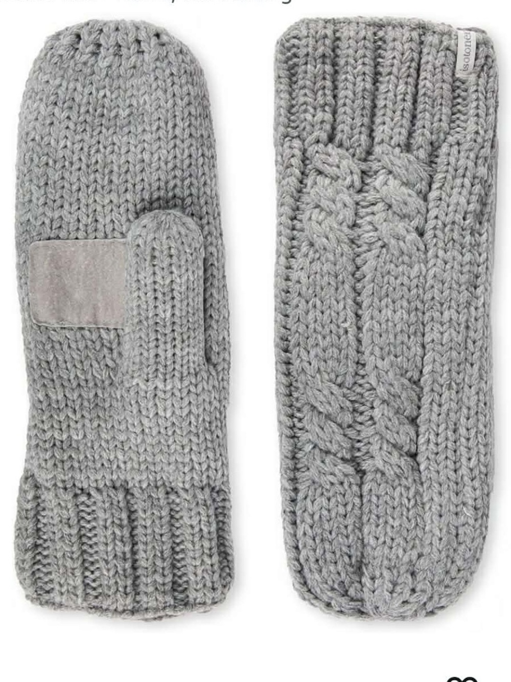 isotoner Light Gray Cable Knit Convertible Mittens